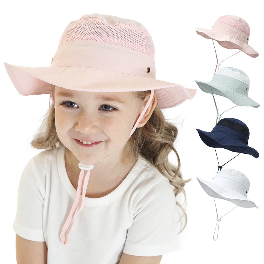 UV Protection Children's Mesh Bucket Hat Adjustable Beach Playing Hat  for Boys & Girls