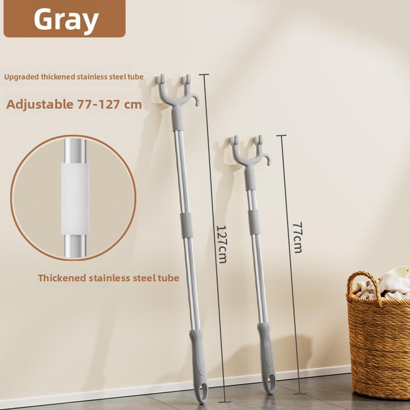 Retractable Clothes Drng Rod Single Prong Clothes Hanger Storage Organizer for Home Dormi Stainl Steel PP Material