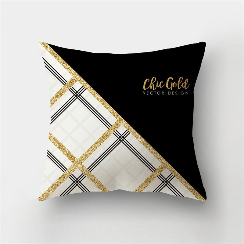 45x45cm Abstract Geometric Print Cushion Cover Marble Pillow Cover Polyester Short Plush Patchwork Sofa Home Decor Cushion Cover