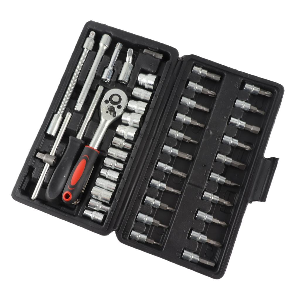 46PCS Vehicle Repair Ratchet Screwdriver Tool Complete Polished for Motorcycle Electric Bikes