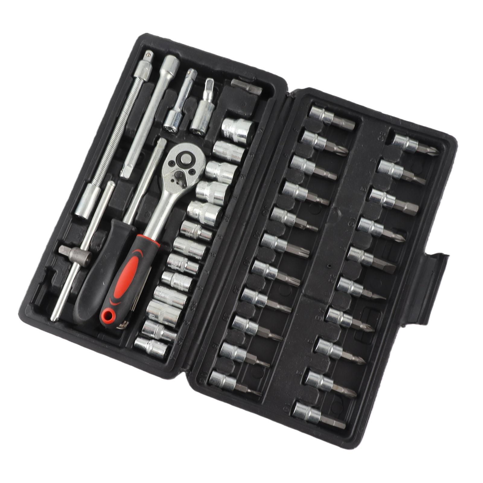 

46PCS Vehicle Repair Ratchet Screwdriver Tool Complete Polished for Motorcycle Electric Bikes