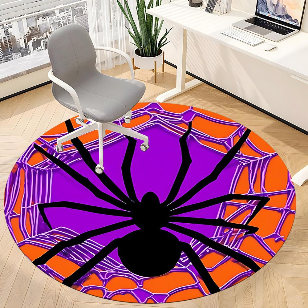 1pc Spider Web Office Round Area Rug, Indoor Mat Suitable ForOffice, Under Office Chairs Bedroom Living Room Home Decor T151