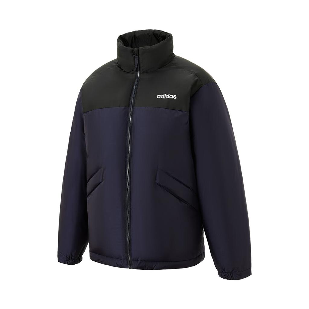 Adidas Fashion Cold-Resistant Color Block Logo Long Sleeve Down Jacket Unisex Jacket Legendary-Ink-Blue JL8260