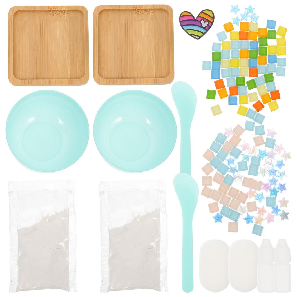 2Sets DIY Mosaic Coaster Heat Insulation Cup Pad Material Creative Craft Kit for Kitchen Cup Holder Household Use