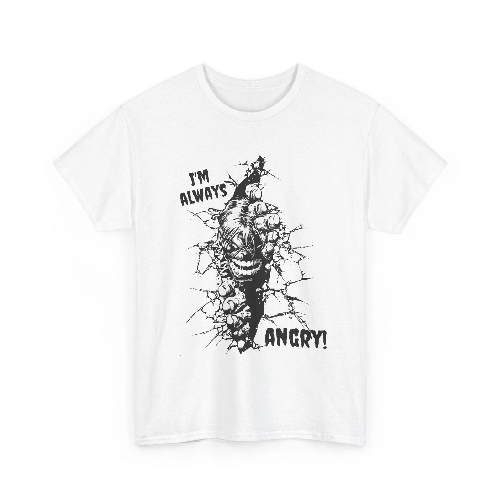 

100% Cotton T-shirt Mens Tees Top Hulk smashing wall I m always angry 100% cotton 2XL