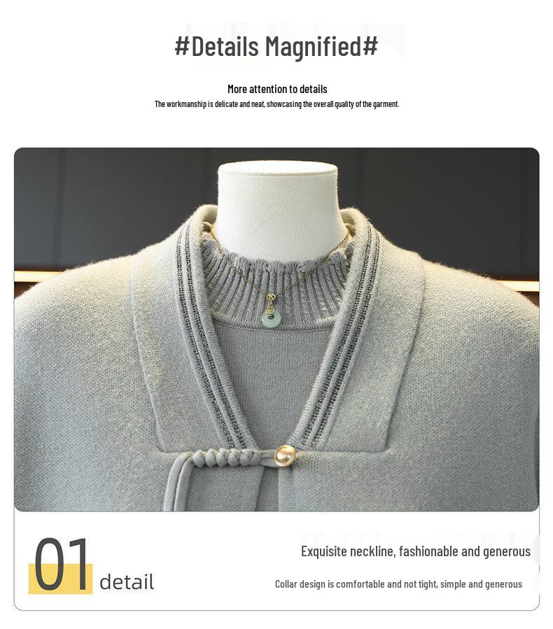 Jesienny dwuczęściowy zestaw dzianinowy 2025: Stylowy top kardiganowy dla kobiet w średnim wieku i starszych