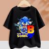 Sonics T-shirt for Children Cartoon A-Z Letter Tee Top Round Collar Clothing Summer Short Sleeve Kids Anime Partern Clothes Gift