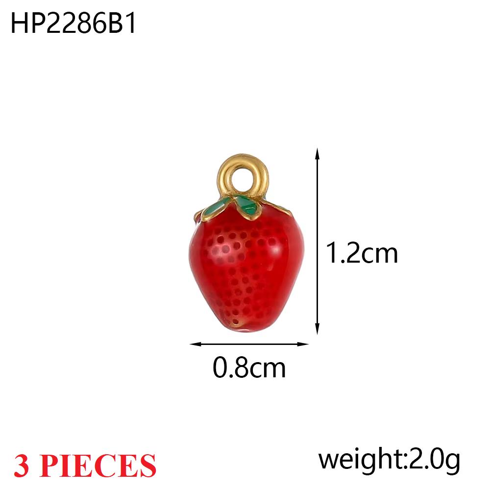 3PCS/LOT CARLIDANA Enamel Fruit Mushroom Charms Pendants Stainless Steel DIY Necklace Jewelry Making Accessories