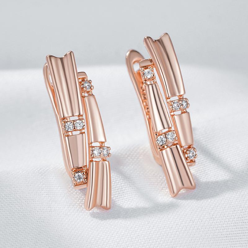 Couleur Or Rose Ethnique Boucles d'Oreilles Pendantes Mariée Mode Femme Géométrie Zircon Naturel Accessoires Quotidien Bijoux Fins