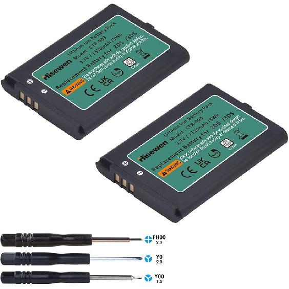 Hisewen 2 шт. 1350 мАч Батарея 3DS CTR-003 для Nintendo 2015 Старая 3DS, 2DS XL, 2DS Игровые консоли 2 Pack