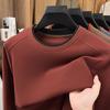 Men's Long-Sleeve Double-Sided Velvet Warm Round Neck Shirt for Autumn/Winter