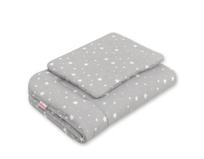 Baby Bedding Set with Filling, 2 Pieces, 75x100cm NEWBORN - Mini White Stars On Gray