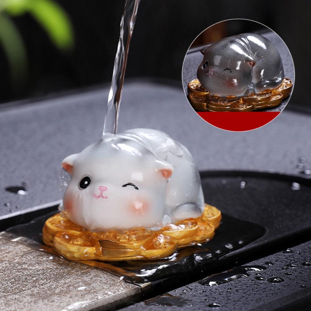 

Handmade Lucky Cat Table Decoration Figurines Desktops Animal Ornament Colorable Tea Pet Tea Lover Grey-Style 1