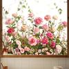 Adesivo de Janela Eletrostático Multicolorido Minimalista de Roseira em Aquarela para Decoração de Fundo de Vitrine de Loja