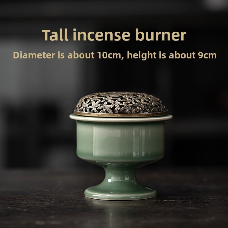 

Celadon Ceramic Coil Incense Burner for Sandalwood Agarwood Mugwort Indoor Aromatherapy Tea Table Desktop Decor Zen Gift