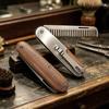1Pcs Barber-Grade Travel Hair Mustache Comb Solid Wood & Metal Folding Beard Comb For Men Pompadour Styling Grooming Kit