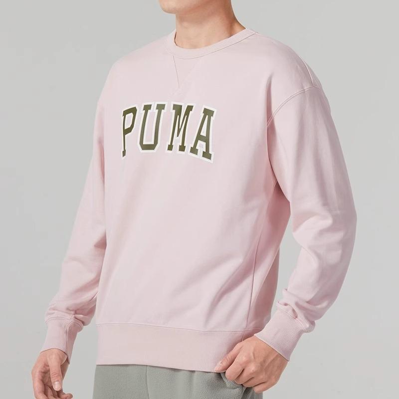 Puma Logo Letter Print Pattern Round Neck Pullover Long Sleeve Sweatshirt Unisex sweatshirt Pink 536769-16