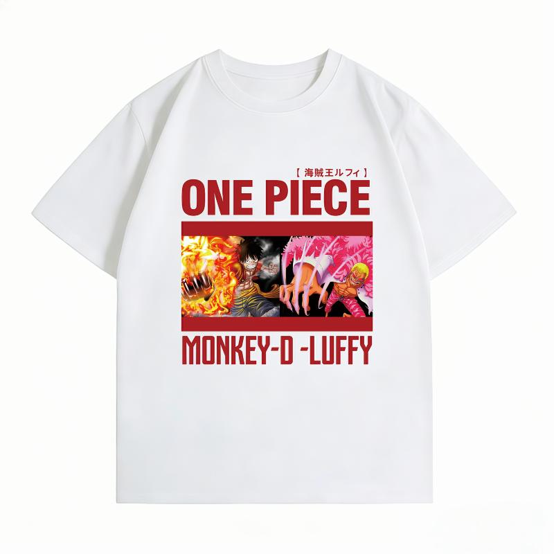 Unisexs Clothing New 100 Cotton Breathable Summer Tshirt One Piece Luffy Doflamingo Print Casual Streetwear Unisexs Tops
