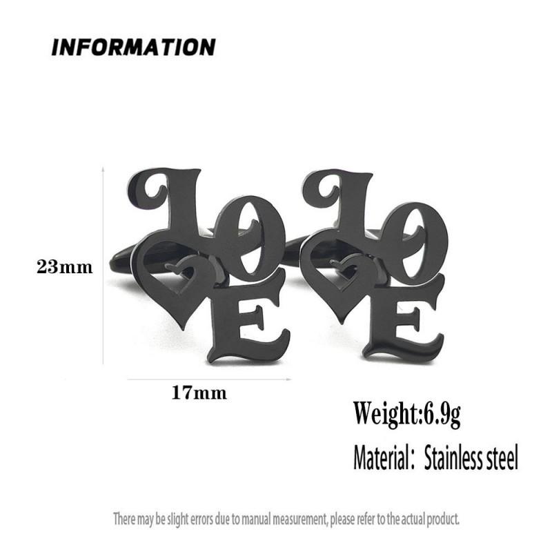 Letter LOVE Cufflinks Stainless Steel Personalized Design Niche Temperament Clothing Accessories