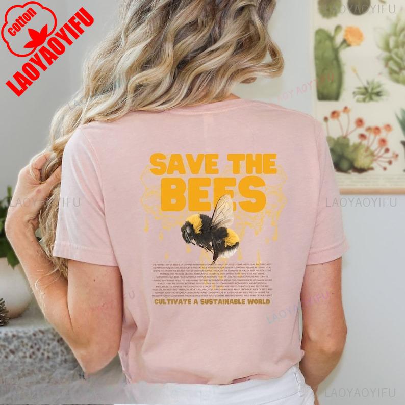 New Style Save The Bees Beekeeper Bumble Bee Earth Day Honey Bee Environmental Nature Lover Tee Crewneck Printed Tshirt Tops S