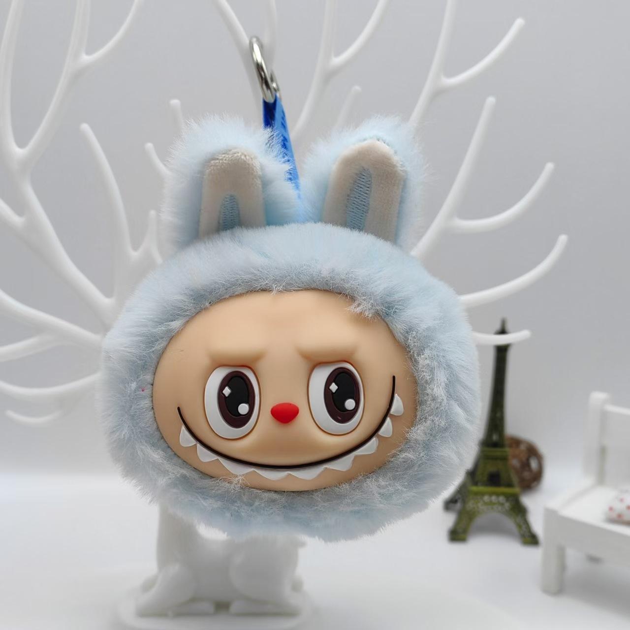 

Брелок для ключей в виде головы из винилового плюша первого поколения, Брелок для ключей из ткани Лабу второго поколения, Кукла-девочка, страшненькая и милая синий