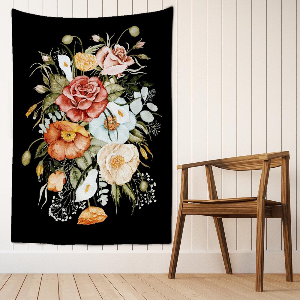 Kwiatowy Obraz Olejny Gobelin Wiszący na Ścianie Ins Minimalistyczna Sztuka Hippie Tapiz Psychodeliczny Czarownictwo Pokój Dziewczyny Wystrój