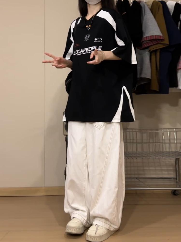 Women s High Street Curved Leg White Wide-Leg High-Waist Jeans - Autumn Collection S