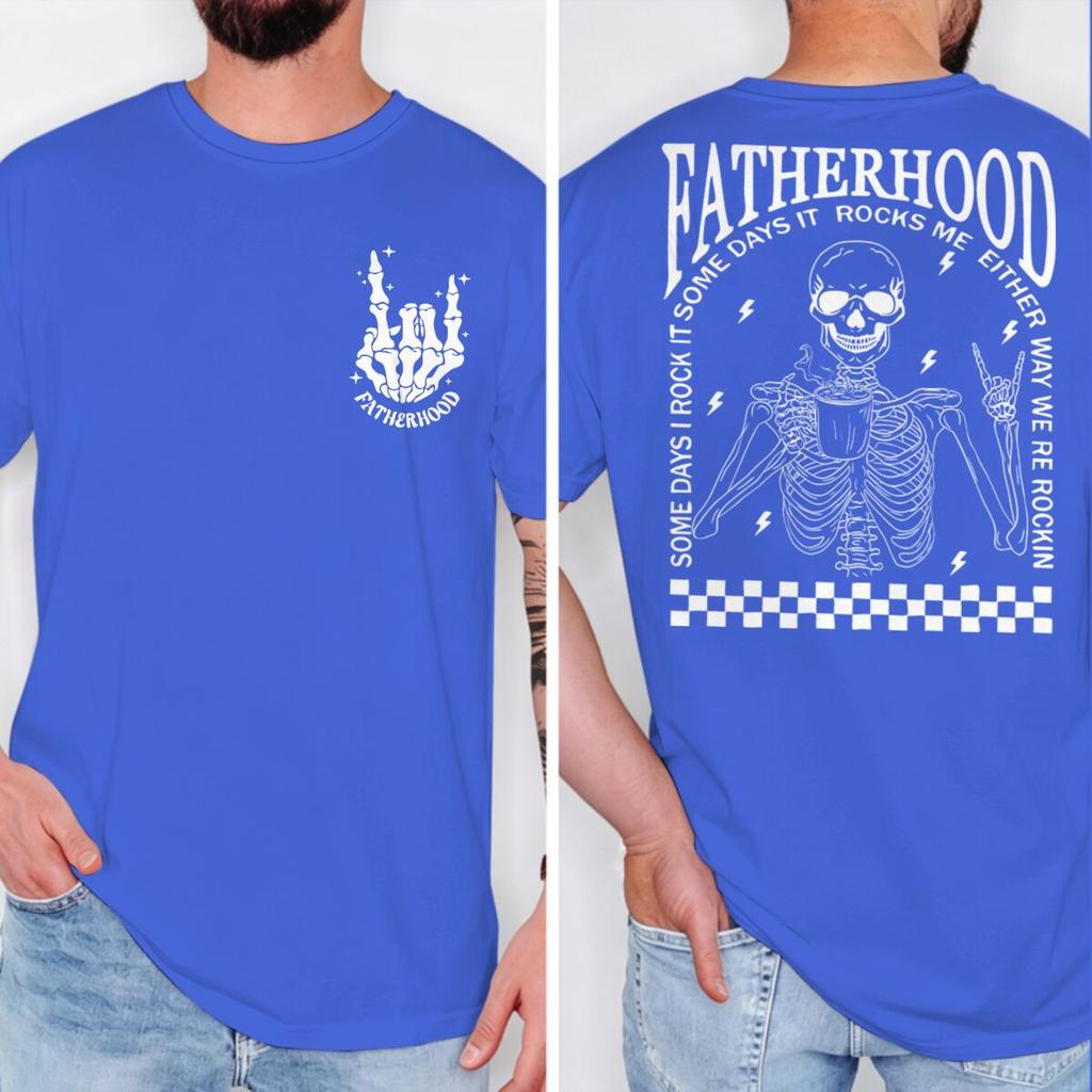 Funny Rock Dad Shirt Classic Unisexs Fatherhood Some Days I Rock It Some Days It Rocks Me Skeleton Fathers Day Gift Tshirts