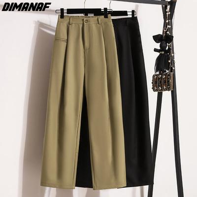 DIMANAF 2024 New Plus Size Pants Autumn Women Wide Leg Pants High Waist Basic Loose Casual Female Style Trousers Pants A