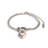 18K Gold Plated Stainless Steel Heart Zircon Bracelet Necklace for Women