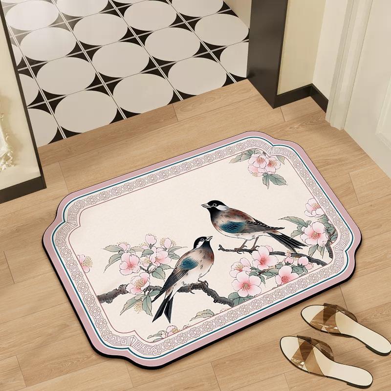 Mid-Autumn Absorbent Cushion Cushion Cute Chinese Flowers and Flowers Foot Mat Toilet Floor Mat Door Non-slip Bathroom Absorbent Cloth