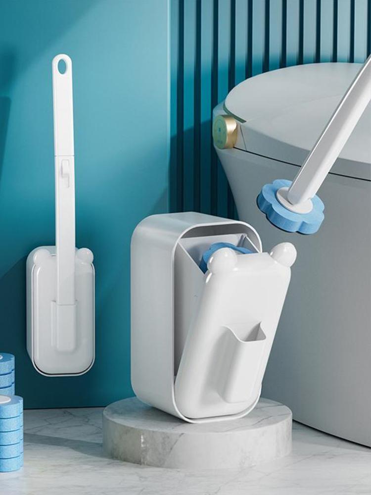 Cleaning Brush Set with 36 Refill Heads and Holder Bathroom Toilet Bowl Cleaner Wand with Long Handle for Deep Cleansing