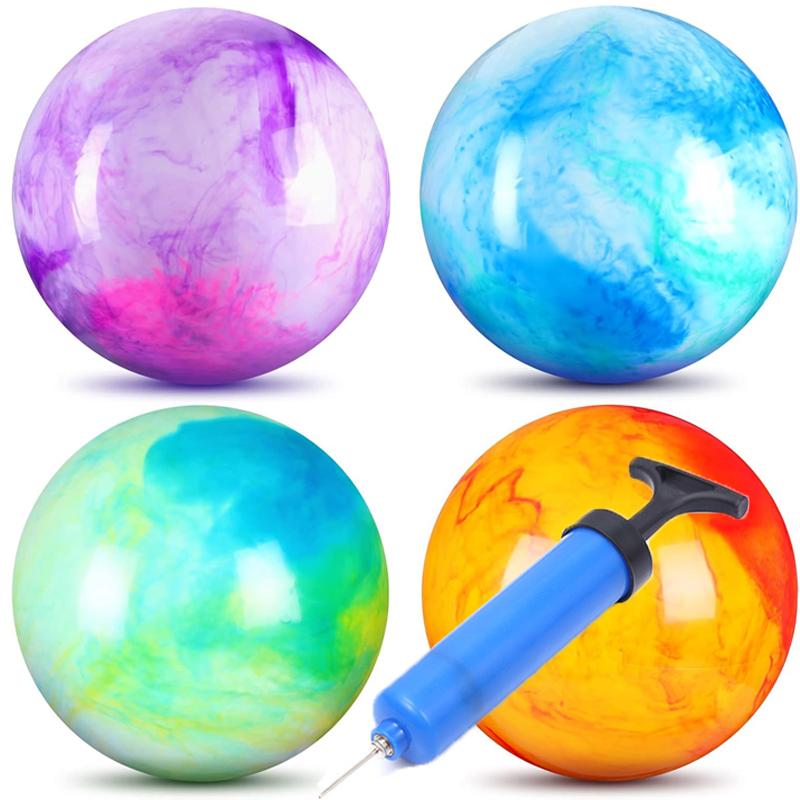 3PCS Marbleized Bouncy Balls 12Inch Carnival Inflatable Party Favors Blow Up Toys Kids Outdoor Beach Park Backyard Playground