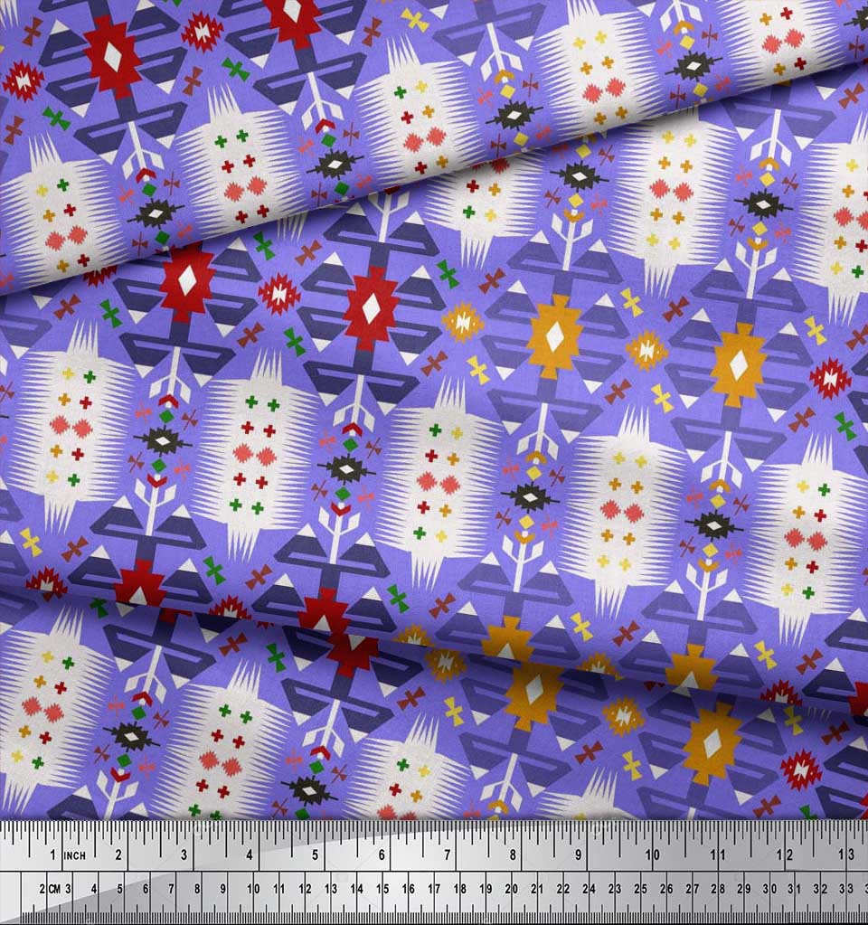 Soimoi Japonská krepová saténová látka Geometrický jihozápadní potisk Šicí látka metr 42 palců