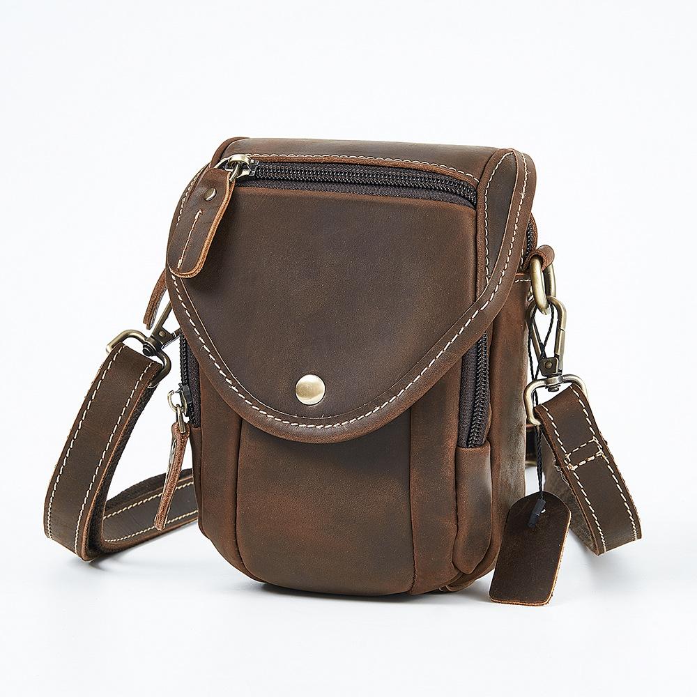 

Real Leather Men s Waist Bag, Cowhide for Work, Wear-resistant Belt Hanging Bag, Mobile Phone Bag, Multifunctional Small Bag