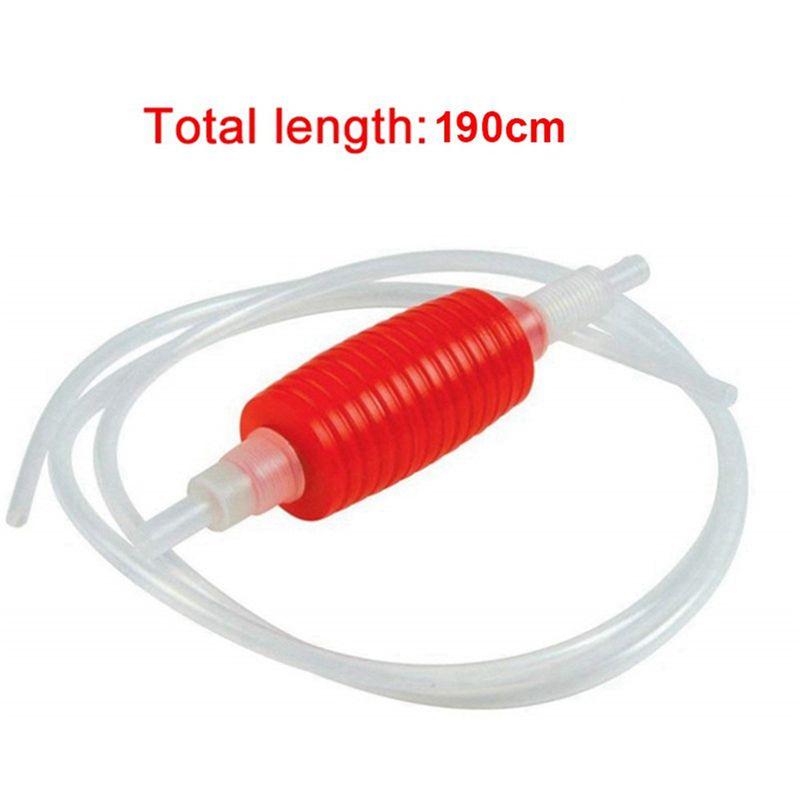 New!4Pcs 1.9Meter Red Syphon Tube Hand Fuel Pump Siphon Hose Gas Oil Water Fuel Transfer Siphon Pump