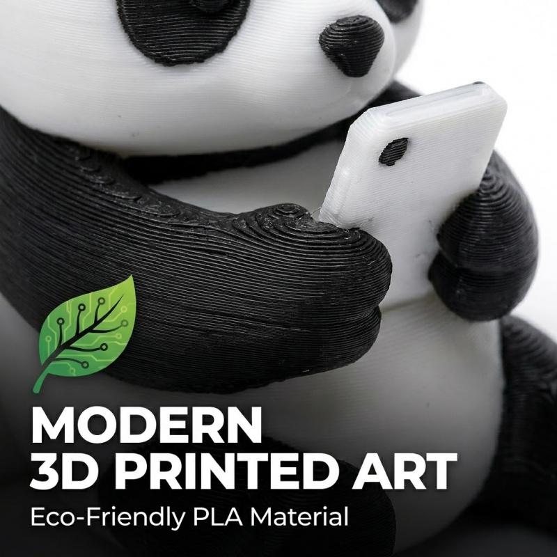 Funny Lazy Panda Figurine 3D Printed Animal Statue Phone Scrolling Desk Decor Cute Office Gift For Coworkers & Gamers