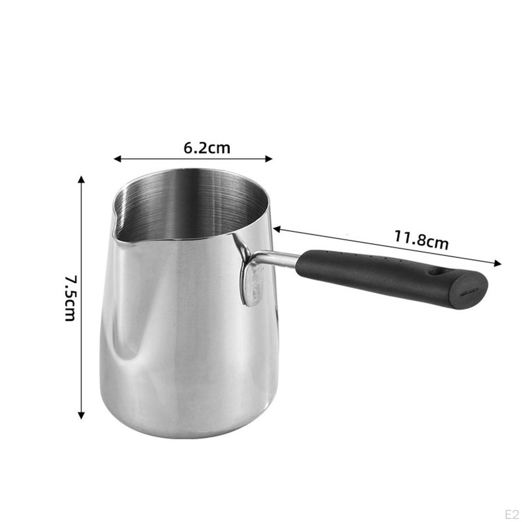 Stainless Steel Turkish Coffee Pot Butter Milk Warmer Convenient To Use Easy Clean Stovetop