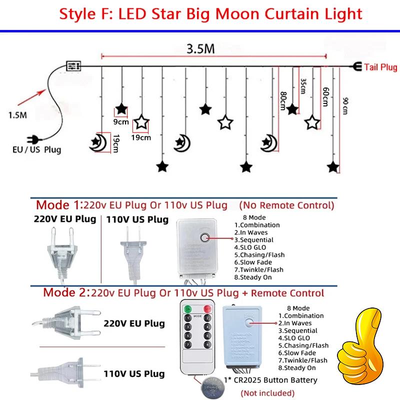 Christmas Decor String Garland Curtain Light LED for Wedding Home Christmas Tree Ornament 2024 Navidad Xmas Gift 2025 New Year