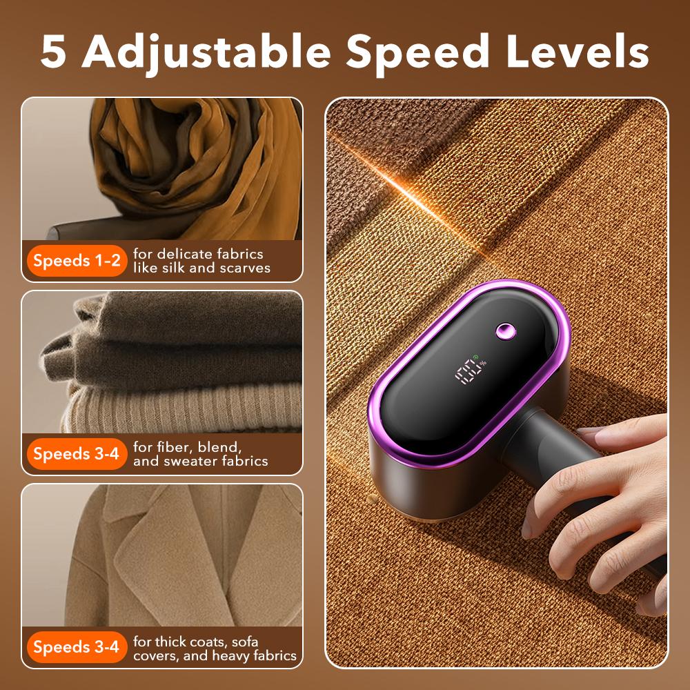Xiaomi Fabric Shaver, 5 Speed LED Display Electric Lint Remover Rechargeable Sweater Defuzzer for Clothes Coat Sofa Furniture Type-C