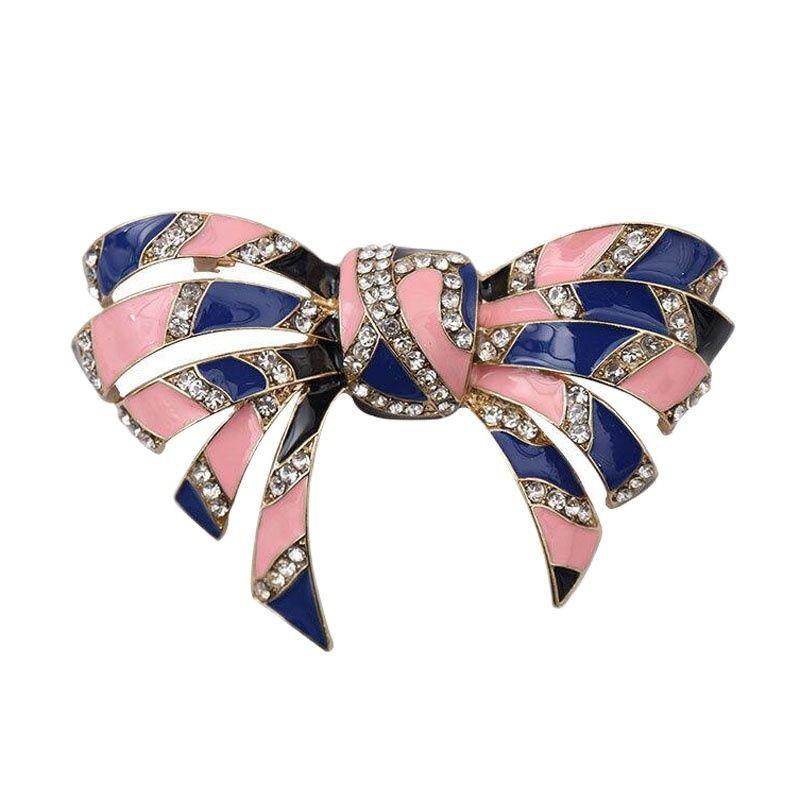 Lovely Enamel Pink Blue Fashionable Jewelry Mix Color Bow Pin Brooch Pins Rhinestone Bowknot Girls TrendyFashion Jewelry