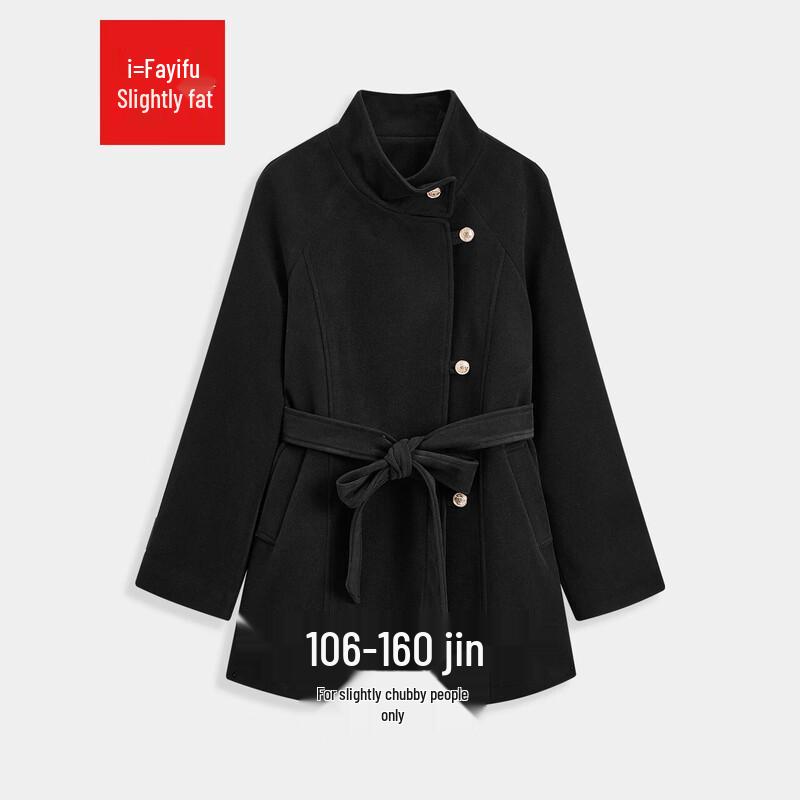 

IEF Women s Black Curvy Fit Wool Blend Mid-Length Coat M