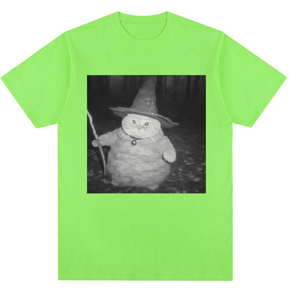 Fat Wizard Cat Funny Meme Graphic T Shirts Trend Humor Joke Novelty Men Women Short Sleeve Oversized 100% Cotton Vintage T-shirt