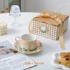 Premium Leisure Style Coffee Mug and Saucer Tulip Pattern French Afternoon Tea Dessert Cup and Dessert Plate Breakfast Milk Gifts Cup
