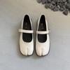 Fashion SUOJIALUN Spring New Brand Women Flat Shoes Fashion Split Toe Laofer Shoes Soft Flat Heel Ladies Casual Outdoor Mary Jane Shoes