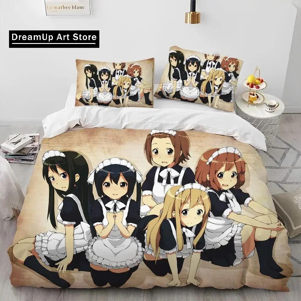 Set Biancheria da Letto Copripiumino Trapuntato 3D K-ON Cartone Animato Carino Lolita Kawaii per Ragazze, Copripiumino Set Letto Coperta Federa, Set Biancheria da Letto Matrimoniale