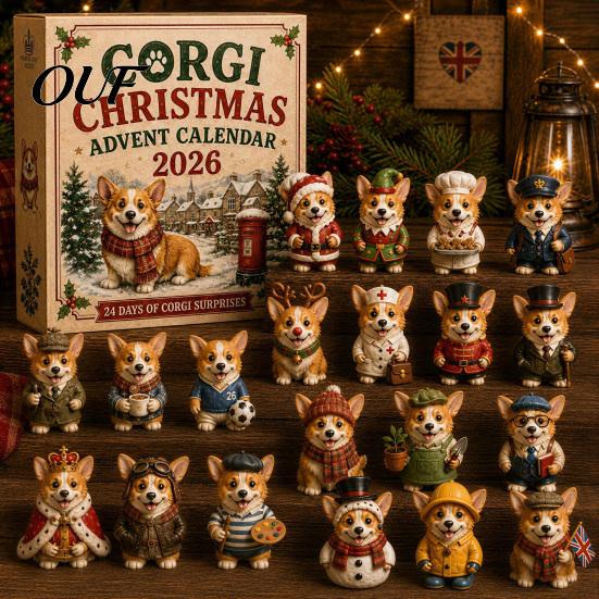 Christmas Themed Souvenirs Dog Advent Calendar, 24-Day Countdown Acrylic Ornament Set with Eve Gift Mini Figures, Tree Hanging Decor, for Lovers