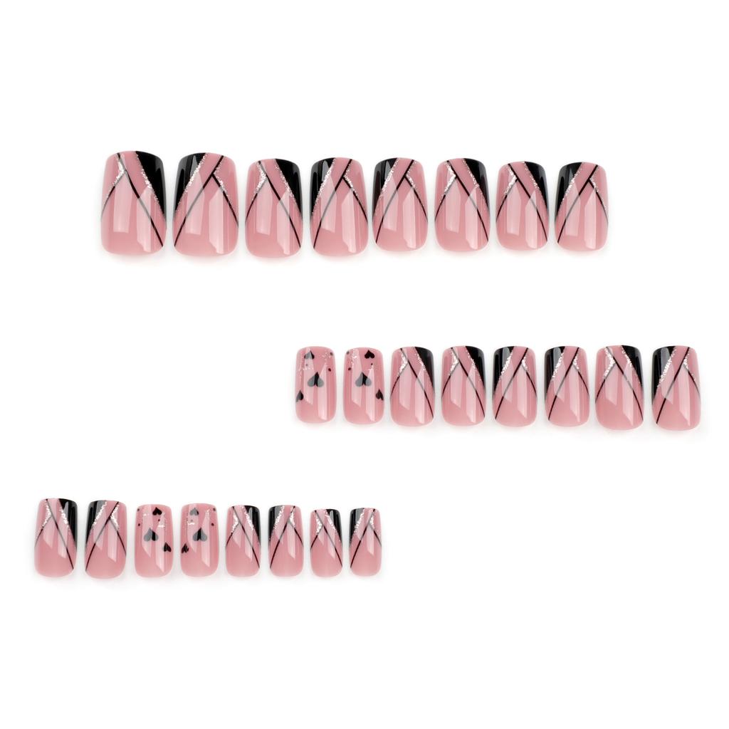 Nail Nail Piece French Bevel Manicure Glitter Love Fake Nail Short Square European Square Fake Nail