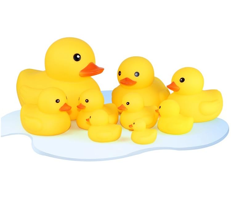 [KaroKak] Small Ducks Scoop Game with Squeak - Cute Yellow Ducks, Squeaky, Fun, Safe, Water Play, Bath Time, Kids & Adults - Yellow Ducks (1 Extra