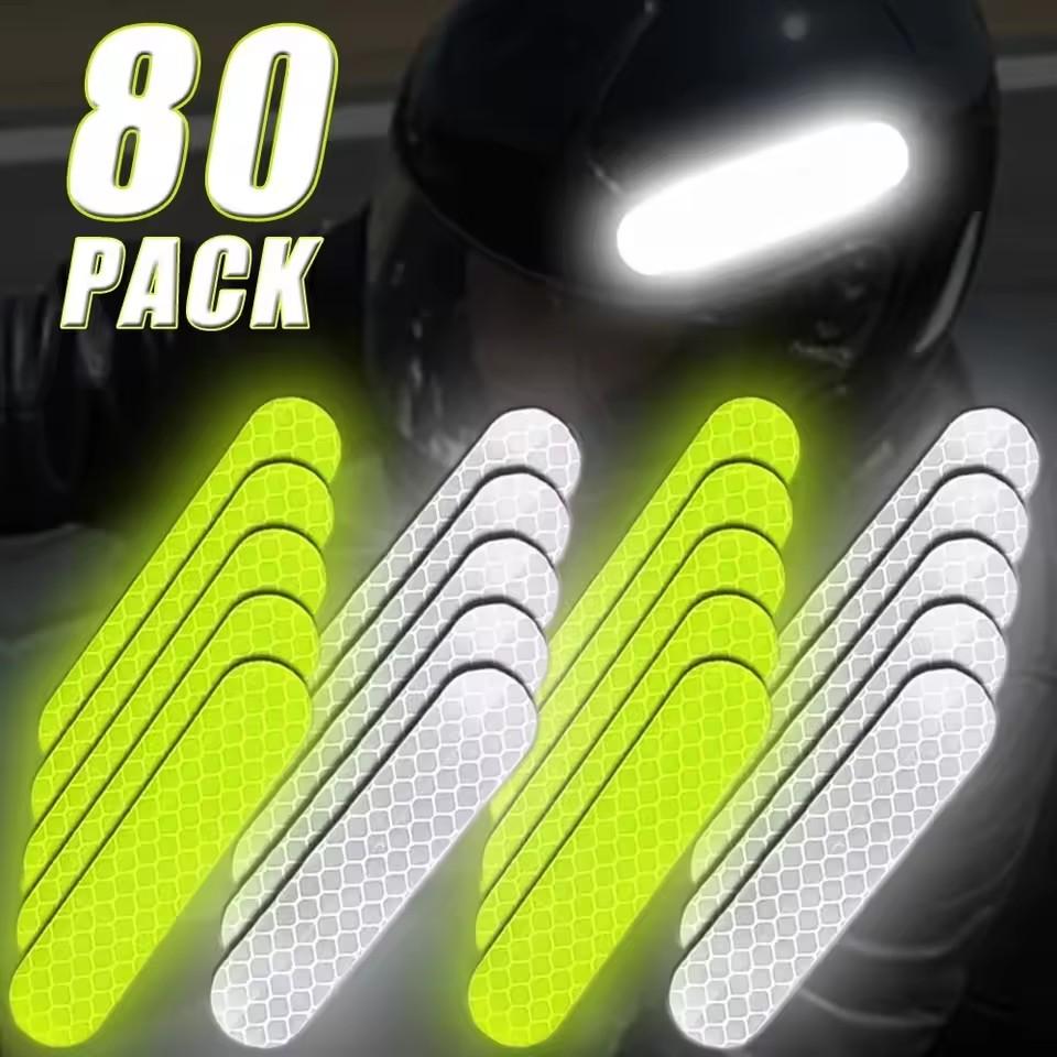 80-10PC Universal Safety Warning Reflective Stickers for Car Helmet Reflect All Light Sources Motorcycle Helmet Stickers for Car